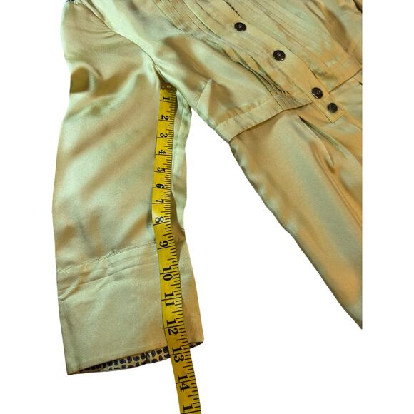 Rare Hobbs NW3 Silk Chartreuse Dress - Size 8 - Picture 9 of 13